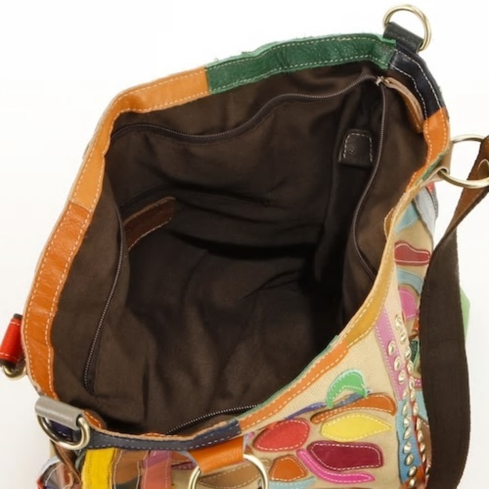 AmeriLeather Leather Canvas Patch Convertible Tote - Picture 7 of 7